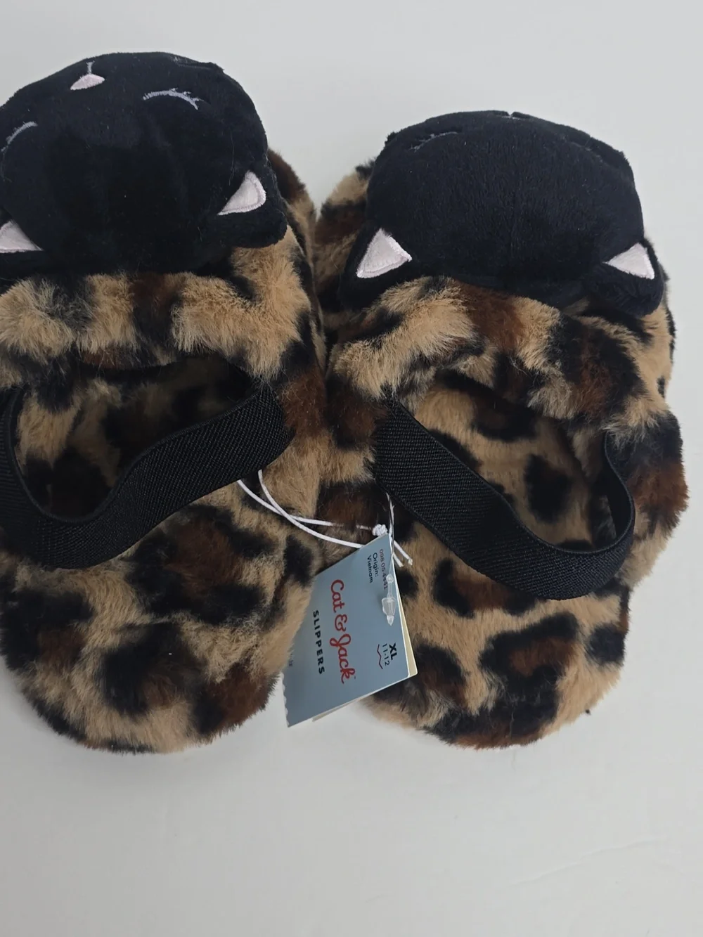 Cat & Jack Toddler Leopard Cat Scuff Brown Slippers Xl 11/12T Nwt